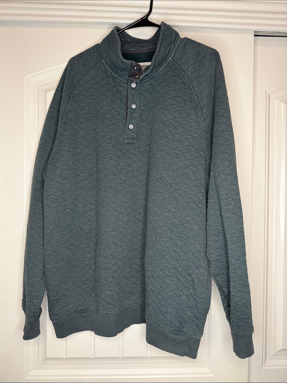 Men's Quilted pattern Mock-Neck Pullover Sweater - Slate Green